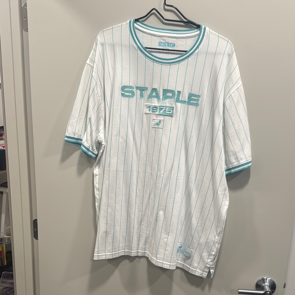 Staple White and Green Short Sleeve Tee